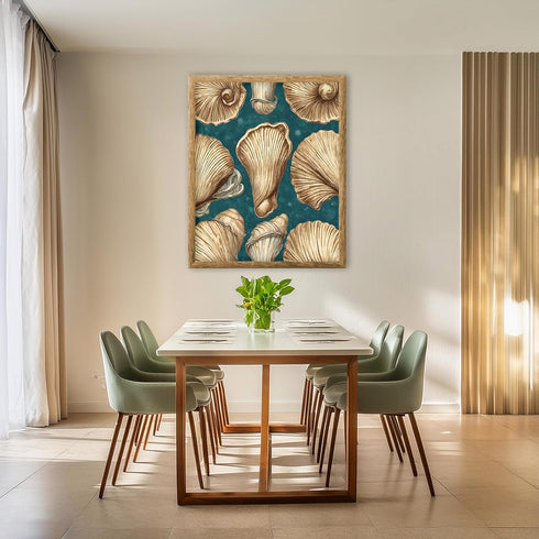 Posterizer 1 pcs-cute sparkly pearly shells with blue background 1-Coastal & Nautical Art-Gift for Nature, Surfers and Beach Lovers -Decor for Bea...